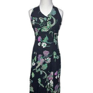 CDC Petites VTG Dress Size 2 Black Dark Floral Fairy Whimsygoth Rachel Green
